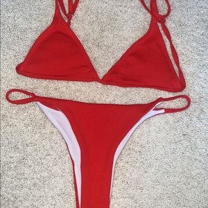 Shein Ribbed Triangle Bikini